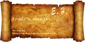 Erdős Henrik névjegykártya